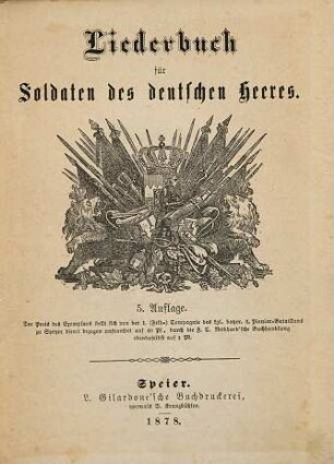 Liederbuch für Soldaten des deutschen Heeres : (nur 1stg. Gesänge)