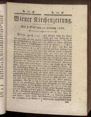 Das 8. Stück vom 22. Hornung 1788.