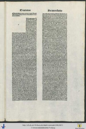 Insignis et aureus tractatus domini Joannis calderini de interdicto ecclesiastico