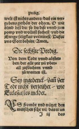 Die sechßte Predig.