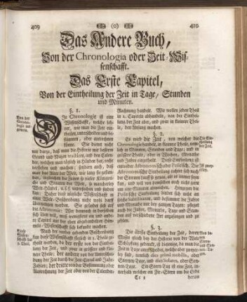 Das Andere Buch, Von der Chronologia oder Zeit-Wissenschafft.