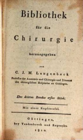 Bibliothek für die Chirurgie. 3, 3. 1810/11 (1811)
