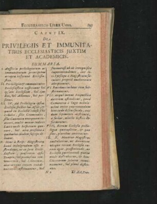 Caput IX. De Privilegiis Et Immunitatibus Ecclesiasticis Iuxtim Et Academicis.