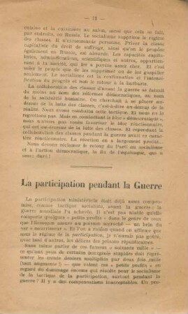 La participation pendant la Guerre