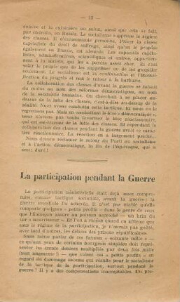La participation pendant la Guerre