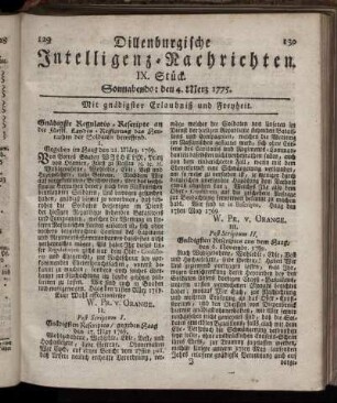 Sonnabends: den 4. Merz 1775.