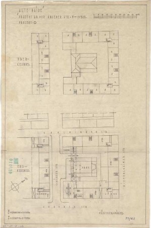 Fischer, Theodor; München, Alte Heide; Wohnanlage "Alte Heide" - Grundriss OG m. Ansicht, Grundriss EG