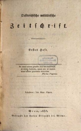 Oestreichische militärische Zeitschrift. 1835, 1