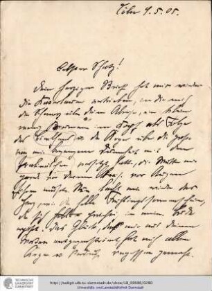 Brief vom 09.05.1905