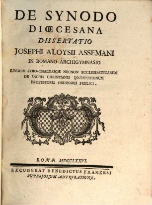 De Synodo Dioecesana Dissertatio