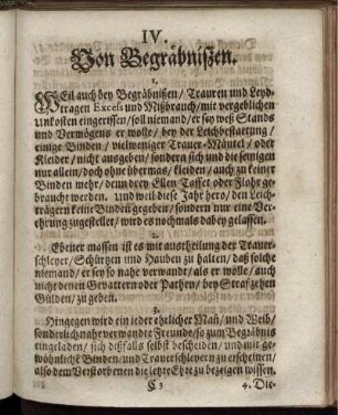 IV. Von Begräbnißen