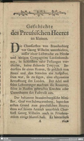 Geschichte des Preussischen Heeres im Kleinen