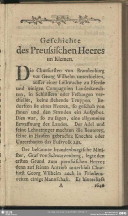 Geschichte des Preussischen Heeres im Kleinen