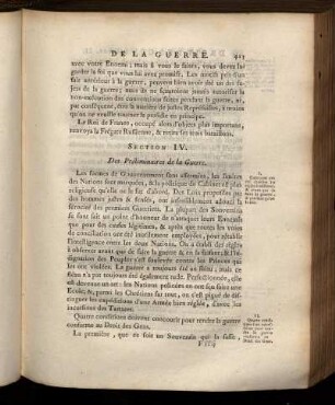Section IV. Des Préliminaires de la Guerre