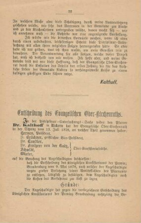 Entscheidung des Evangelischen Ober-Kirchenraths