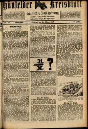 Zweite Ausgabe vom Samstag, den 15. Oktober 1927.