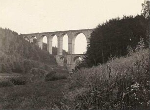 Wechselburg-Göhren. Eisenbahnbrücke ("Göhrener Viadukt"; 1869-1871; E. Bake, F. R. C. Wilke, F. R. Claus) über die Zwickauer Mulde