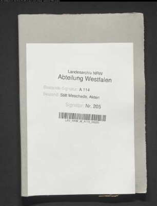 Verzeichnis des von Eversberg für die Pastorat in Meschede entrichteten Meßhafers