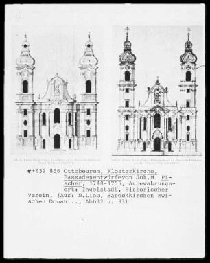 Ottobeuren, Fassadenentwurf zu der Klosterkirche Sankt Theodor und Sankt Alexander