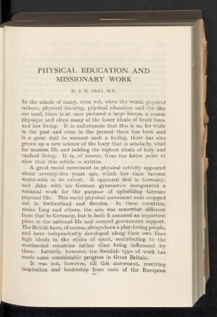Physical education and missionary work