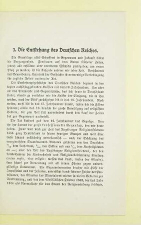 1. Die Entstehung des Deutschen Reiches