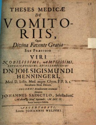 Theses med. de vomitoriis