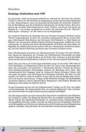 Kenzinger Kulturleben nach 1945