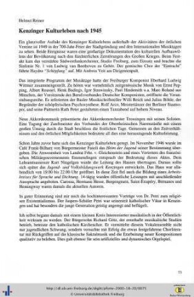 Kenzinger Kulturleben nach 1945