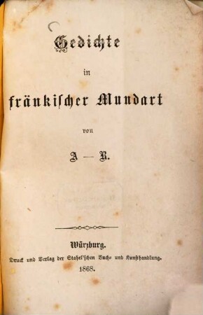 Gedichte in fränkischer Mundart