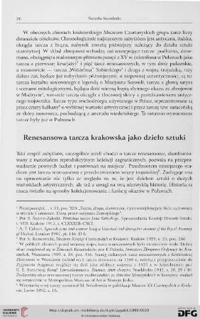 Renesansowa tarcza krakowska jako dzieło sztuki