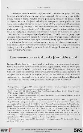 Renesansowa tarcza krakowska jako dzieło sztuki