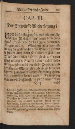 Cap. III. Der Einwürffe Wiederlegung?