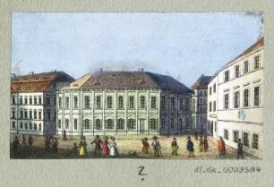 Ansicht in Dresden, Lithografie, um 1840 : [Ansicht in Dresden]. [S.l.], [um 1840]. - 1 Kunstbl. : Lithogr. ; 7,5 x 4,5 cm.
