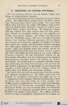 II. Militärische und städtische Siedelungen