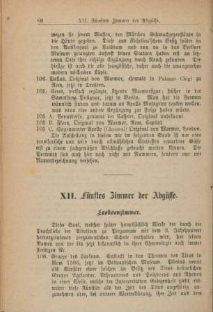 XII. Fünftes Zimmer der Abgüsse.