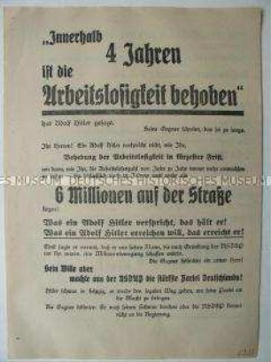 Wahlflugblatt der NSDAP zu den Reichstagswahlen 1933