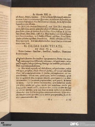 II. De Dei Sanctitate.