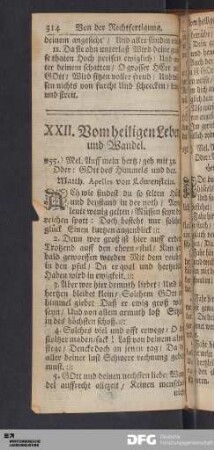 XXII. Vom heiligen Leben und Wandel.