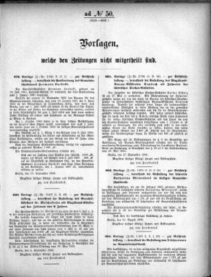 Anlage: ad No.50 (659-666), Vorlagen, welche den Zeitungen nicht mitgeteilt sind