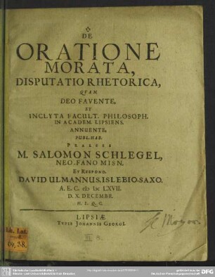 De oratione morata, disputatio rhetorica
