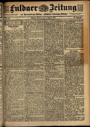 Zweite Ausgabe vom Samstag, den 14. Oktober 1899.