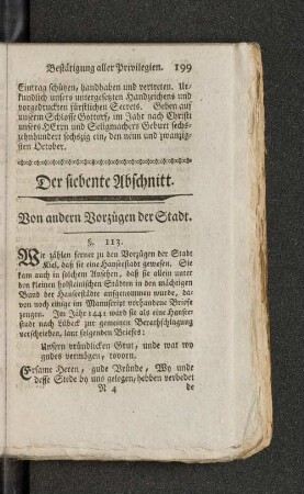 Der siebente Abschnitt. Von andern Vorzügen der Stadt.