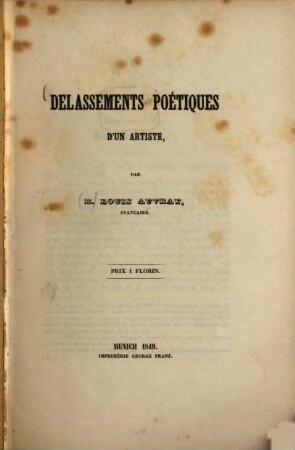 Delassements poétiques d'un artiste