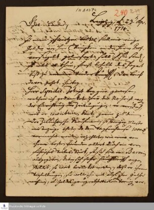 Brief von Heinrich Julius Elers an Georg Heinrich Neubauer.