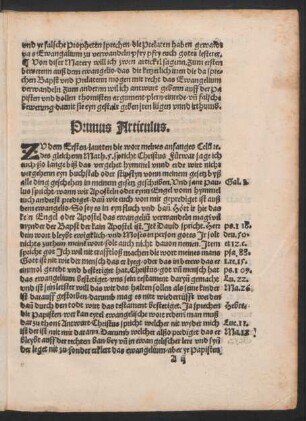 Primus Articulus.