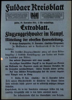 Zweite Ausgabe vom Donnerstag, den 19. November 1914.