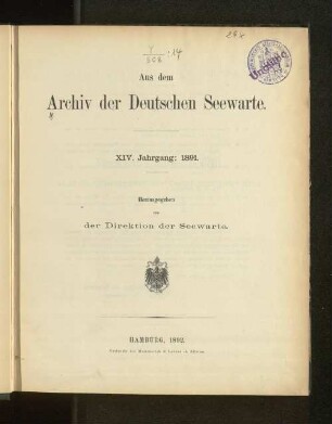 14.1892: Jahresbericht über die Tätigkeit der Deutschen Seewarte