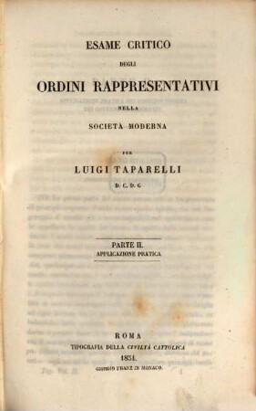 Esame critico degli ordini rappresentativi nella società moderna, 2