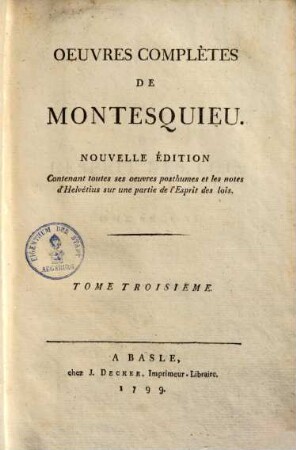 Oeuvres complètes de Montesquieu, 3