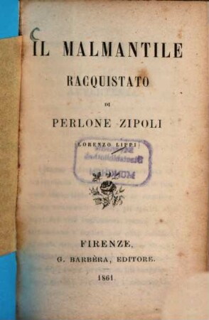 Il malmantile racquistato di Perlone Zipoli 